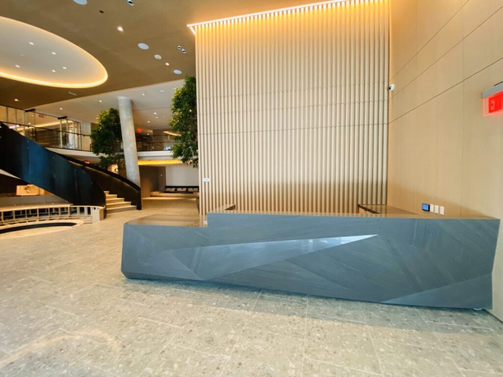 A room with a couch and a table